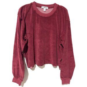 BURGUNDY LOOPY FRENCH TERRY CROPPED SWEATSHIRT | LONGSLEEVE